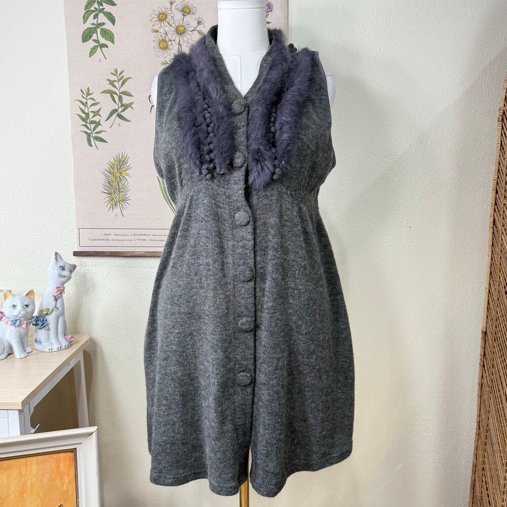 Y2k Faux Fur Sweater Knit Tunic Vest Gloomy Coquette Forest Nora Fawn Mori Kei L